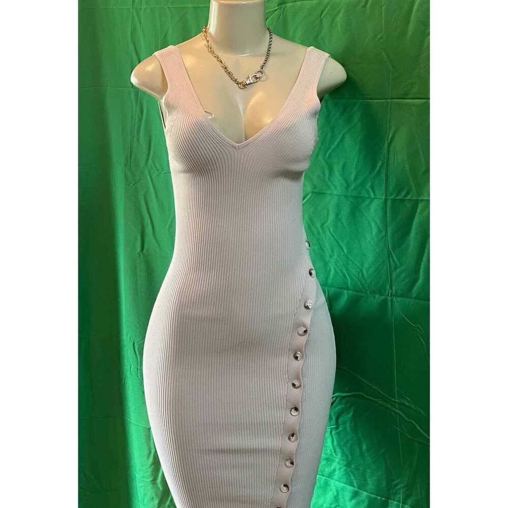 Women's Sleeveless Ribbed Midi  Dress Stretchy Viscose S M L new - Picture 5 of 8